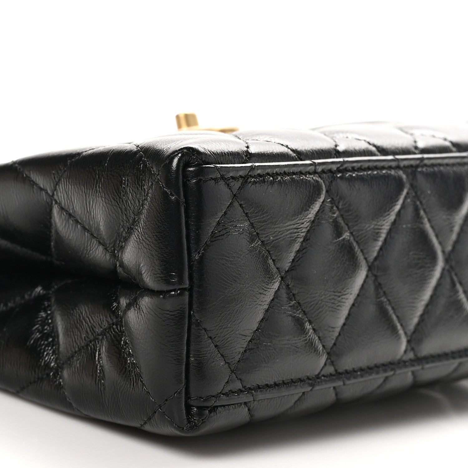 Chanel Shiny Aged Calfskin Quilted Nano Kelly Shopper Black 9 of 10