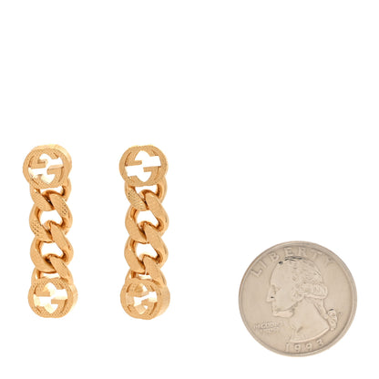 Gucci Metal Double Interlocking G Chain Drop Earrings Gold 2 of 4