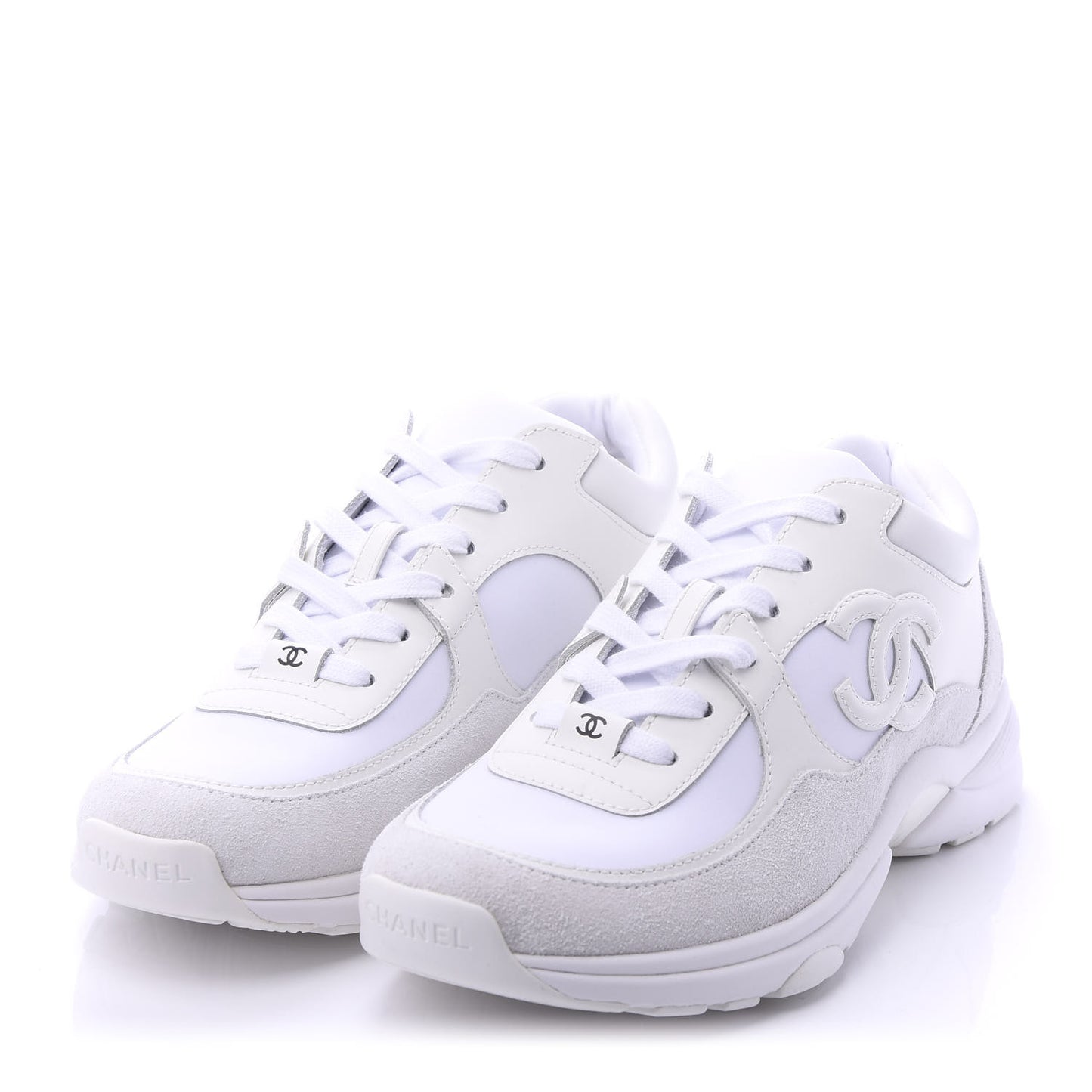 Suede Calfskin Fabric CC Sneakers 39 White