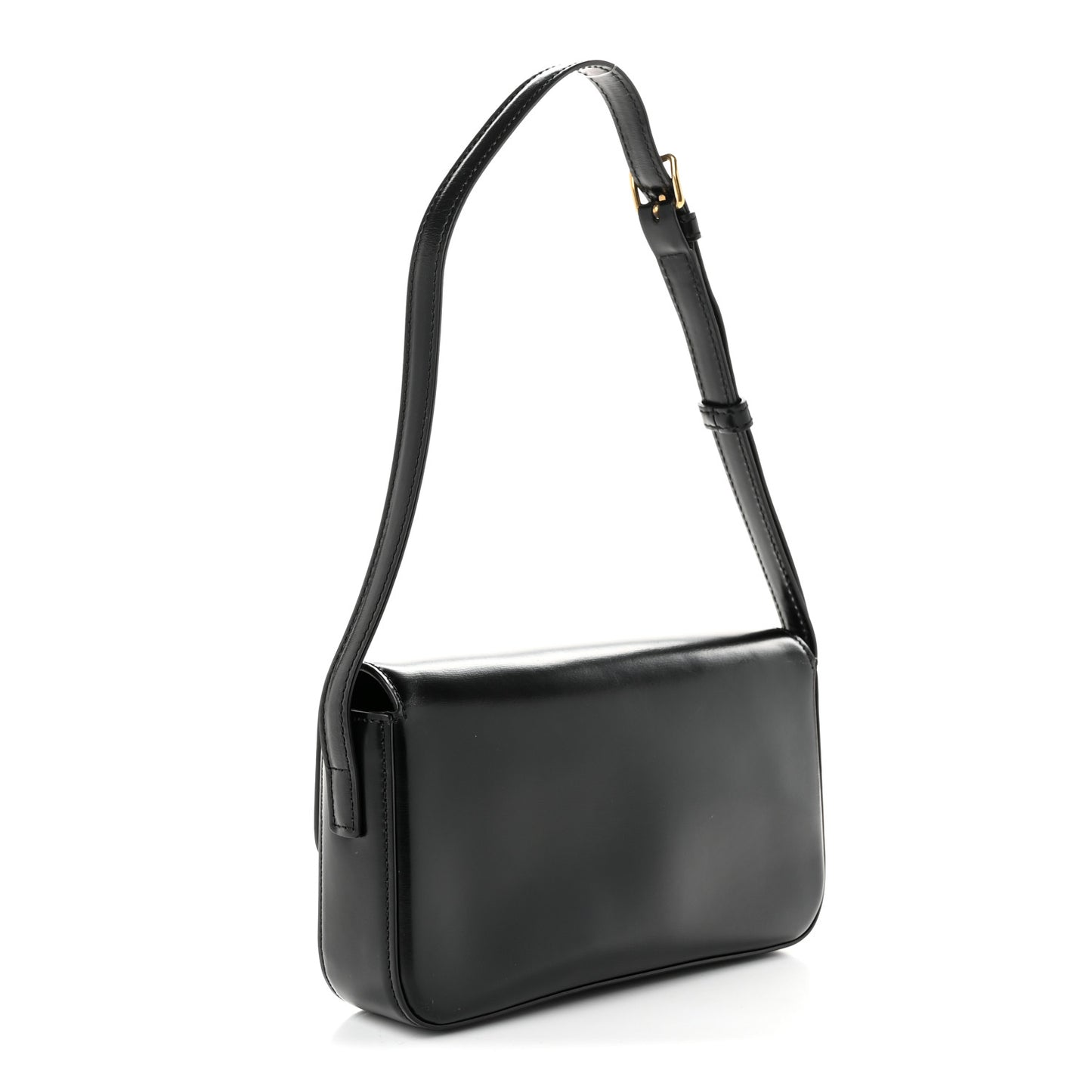 Shiny Calfskin Triomphe Shoulder Bag Black