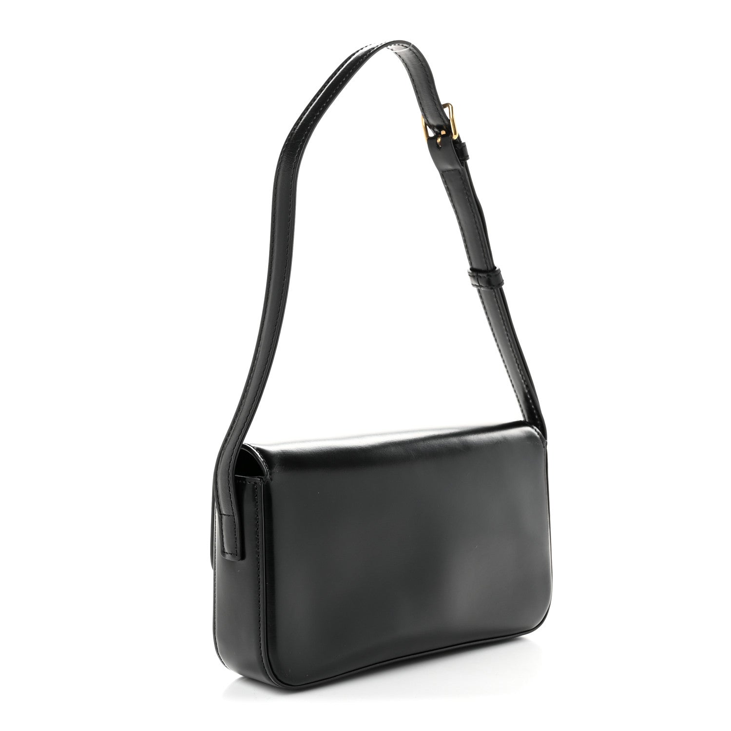Celine Shiny Calfskin Triomphe Shoulder Bag Black 3 of 10
