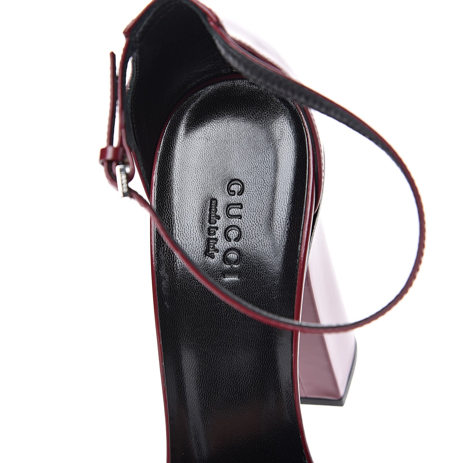 Gucci Regent Calfskin Horsebit Ankle Stap High Heel Pumps 39.5 Soft Burgundy 7 of 8