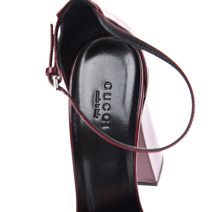 Gucci Regent Calfskin Horsebit Ankle Stap High Heel Pumps 39.5 Soft Burgundy 7 of 8