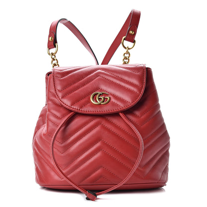 Gucci Calfskin Matelasse GG Marmont Flap Backpack Hibiscus Red 1 of 10