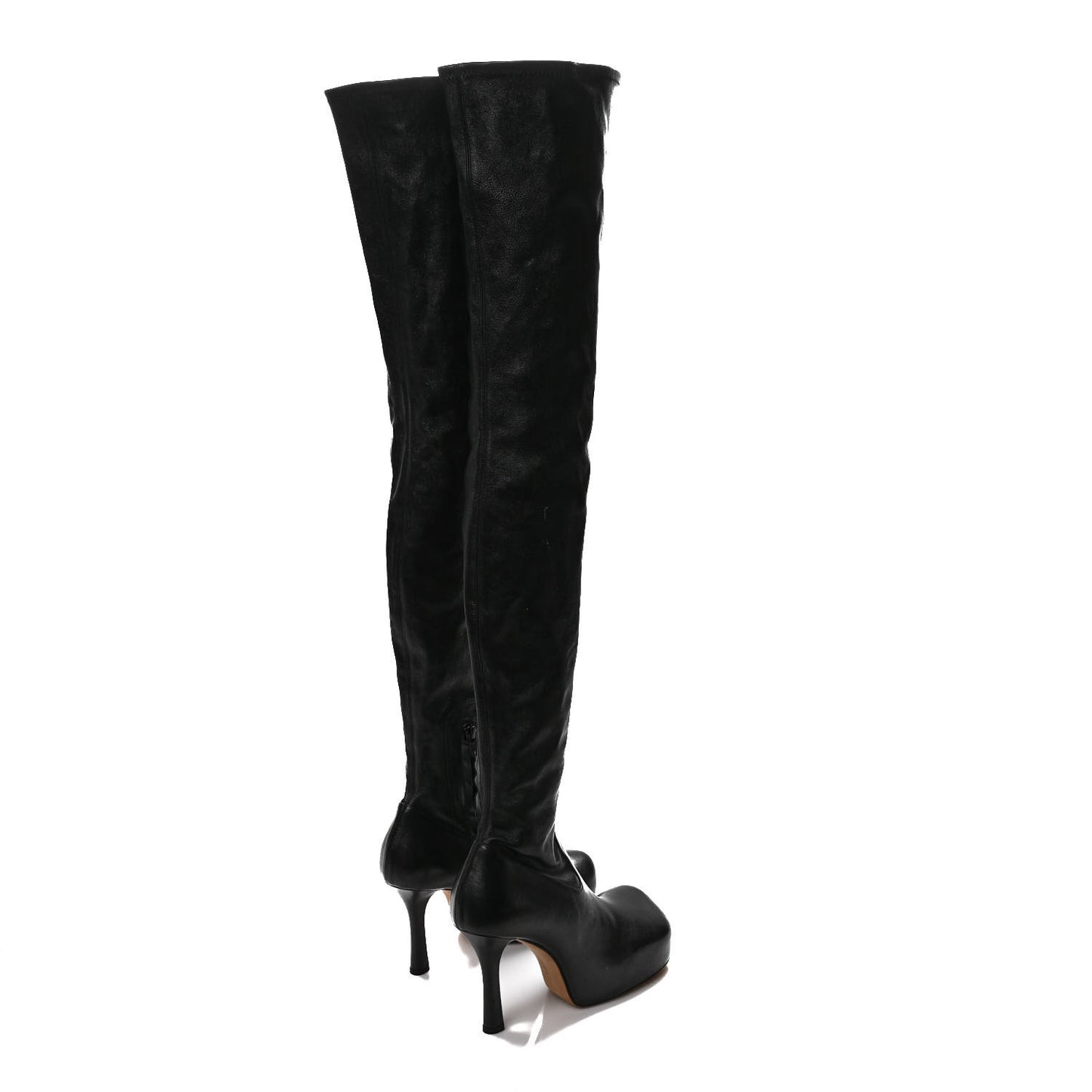 Nappa Platform Square Toe Over The Knee Boots 38.5 Black