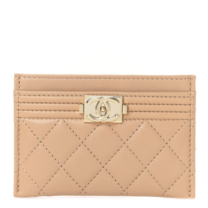 Chanel Lambskin Quilted Boy Card Holder Beige 1 of 10