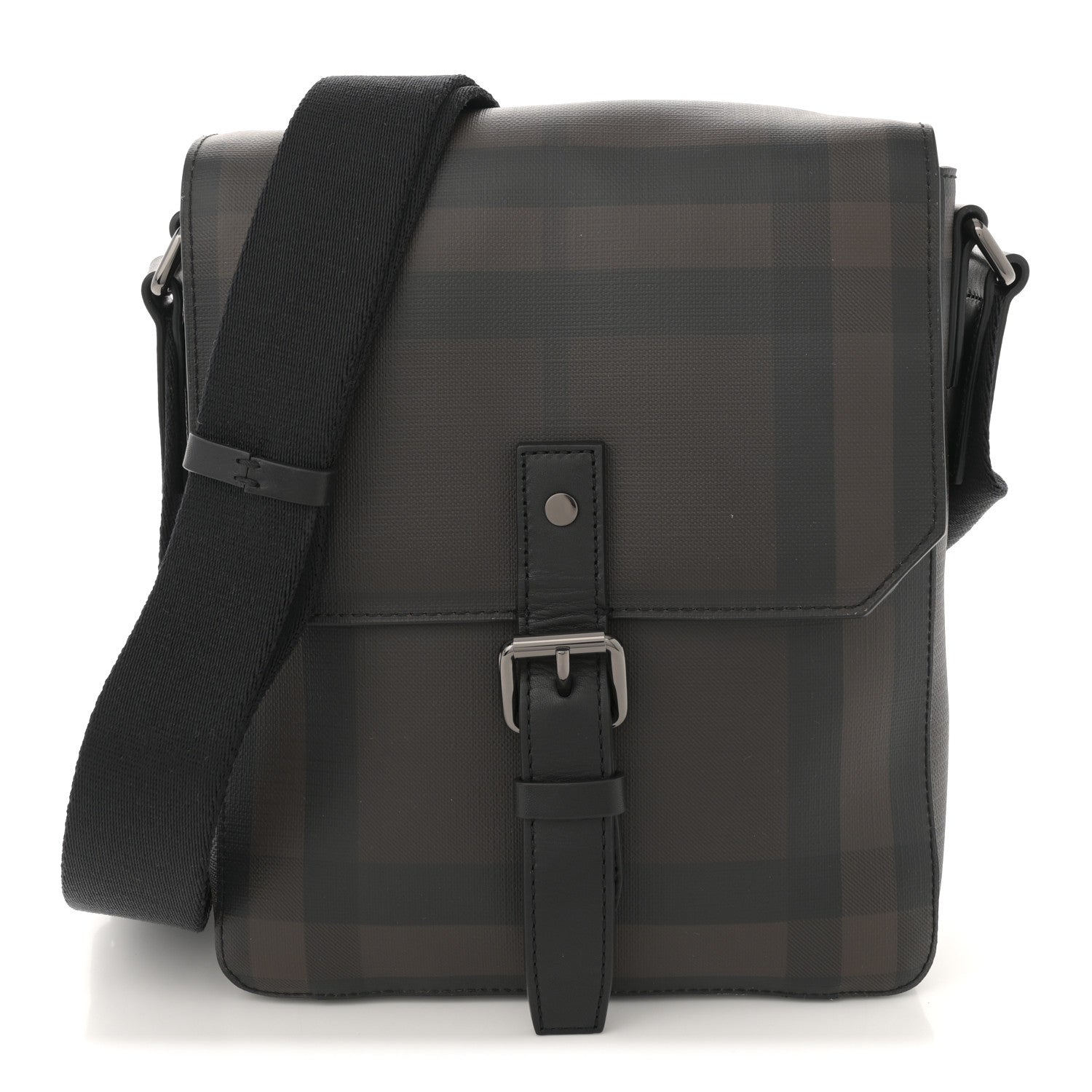 Burberry Smoked Check Vaughan Crossbody Bag Black 1 of 9