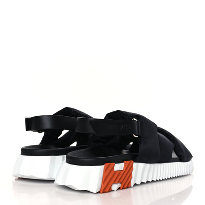 Hermes Parachute Fabric Calfskin Womens Electric Sandals 39 Black 4 of 8