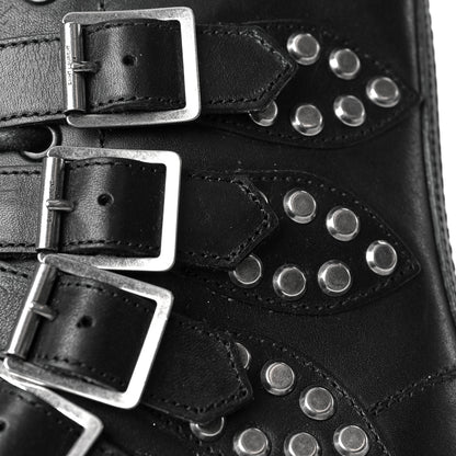 Saint Laurent Smooth Calfskin Studded Strap Rangers Boots 36 Black 11 of 20