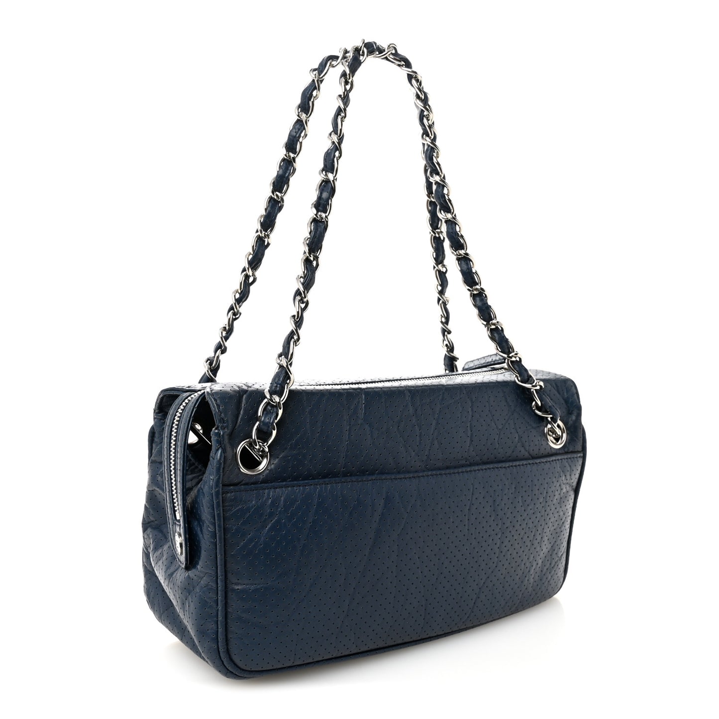 Calfskin Perforated 50's Satchel Marine Fonce