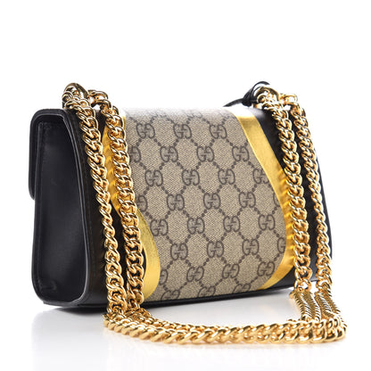 Gucci Calfskin GG Supreme Monogram Small Padlock Shoulder Bag Black Gold 3 of 10