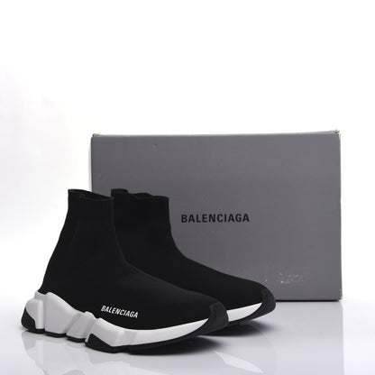 Balenciaga Neoprene Knit Womens Speed Sneakers 38 Black White 10 of 10