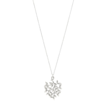 Tiffany Sterling Silver Paloma Picasso Olive Leaf Heart Branch Pendant Necklace 1 of 5