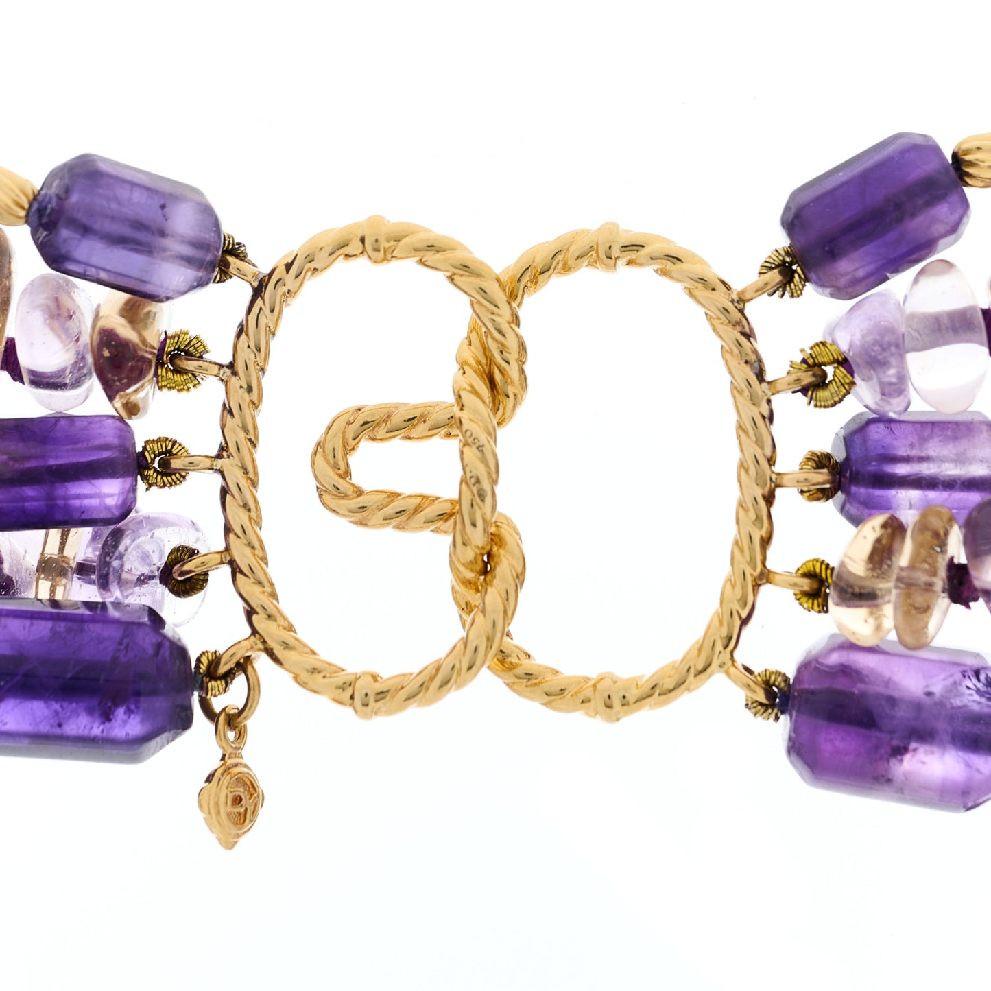 18K Yellow Gold Amethyst Amazonite Citrine Smoky Quartz Signature Multi Strand Necklace