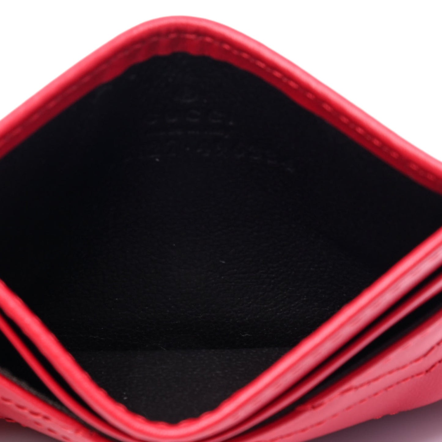 Calfskin Matelasse GG Marmont Card Holder Hibiscus Red