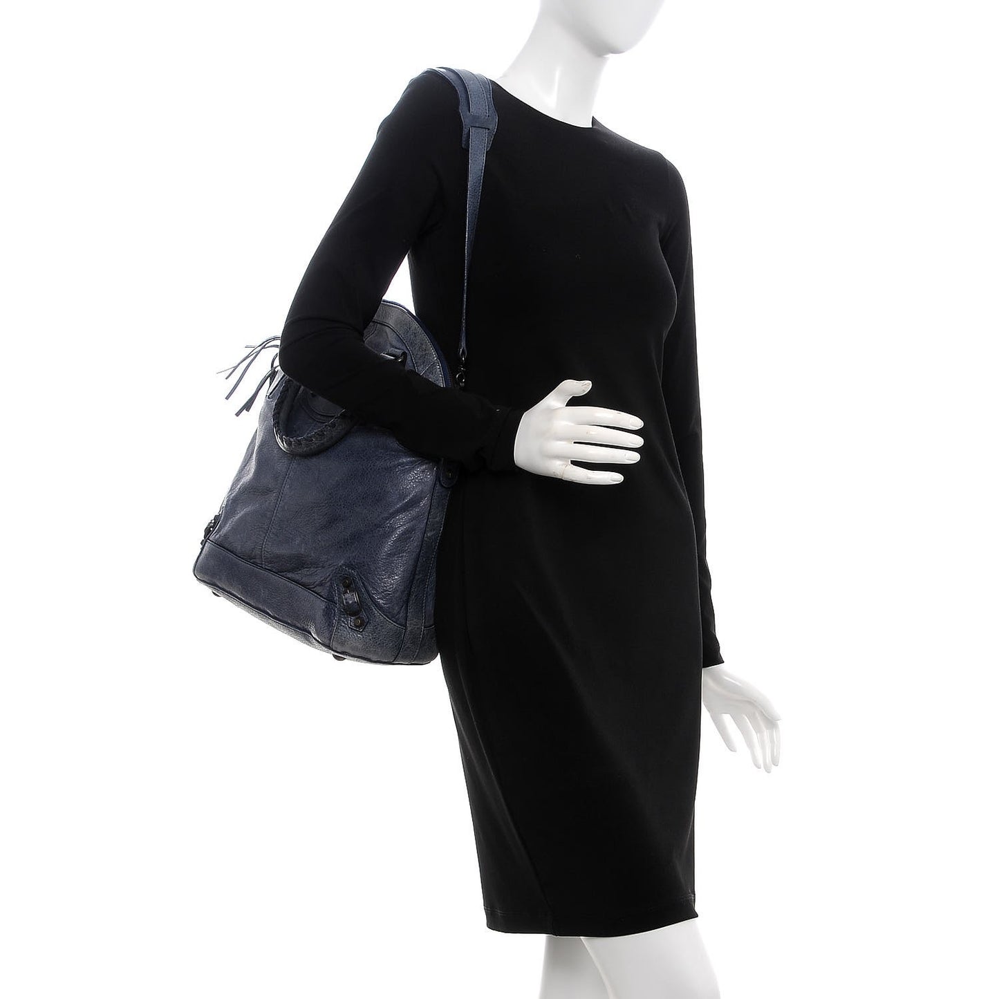 Agneau Classic Hardware Dome Bag Bleu Roi