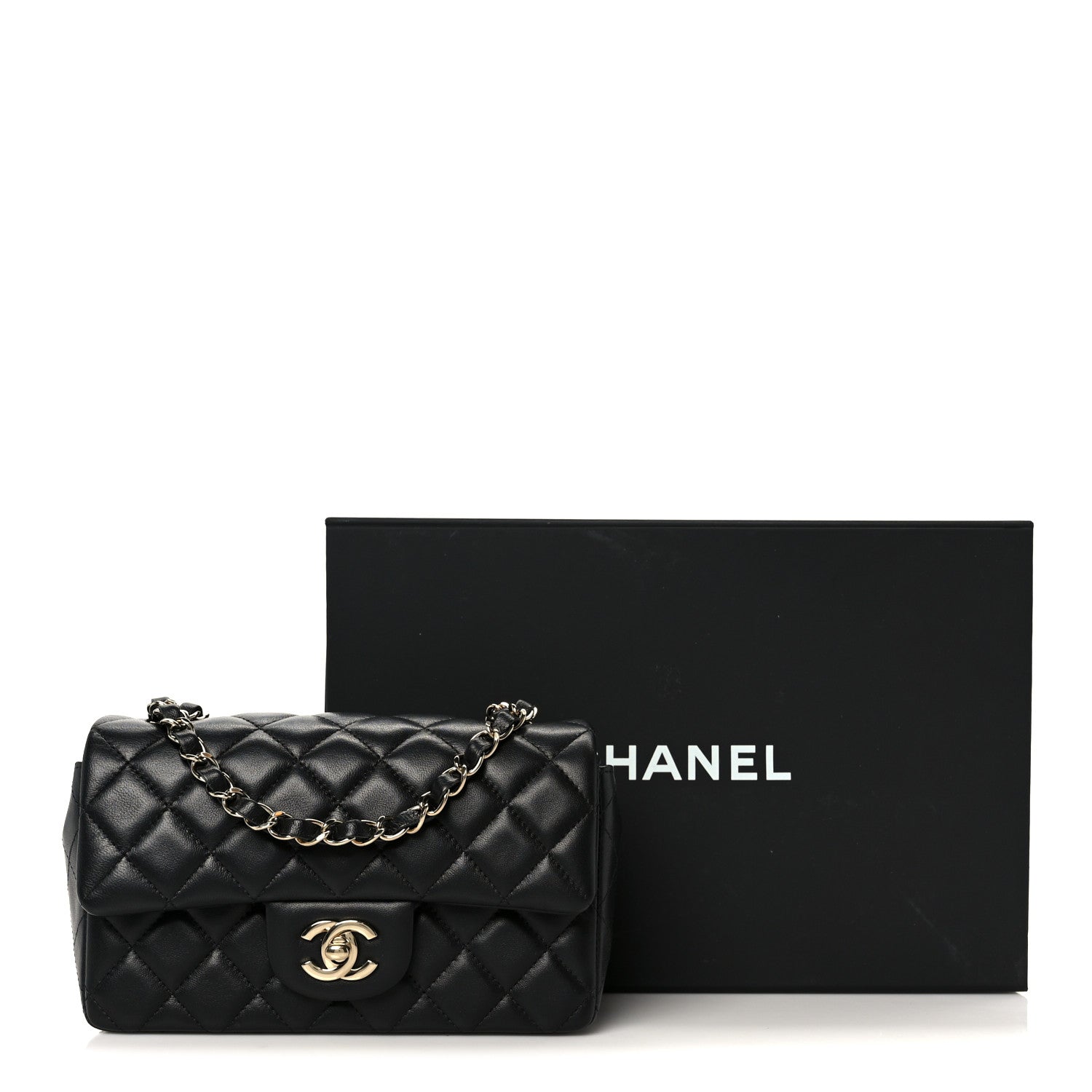 Chanel Lambskin Quilted Mini Rectangular Flap Black 12 of 12