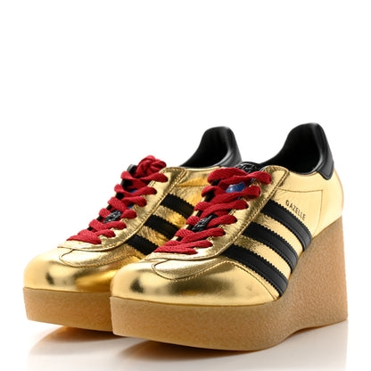 Gucci X ADIDAS Ginza Calfskin Demetra Gazelle Wedge Sneakers 37.5 King Gold Black 3 of 8