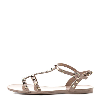 Valentino Garavani PVC Jelly Rockstud Caged Sandals 39 Poudre 1 of 8