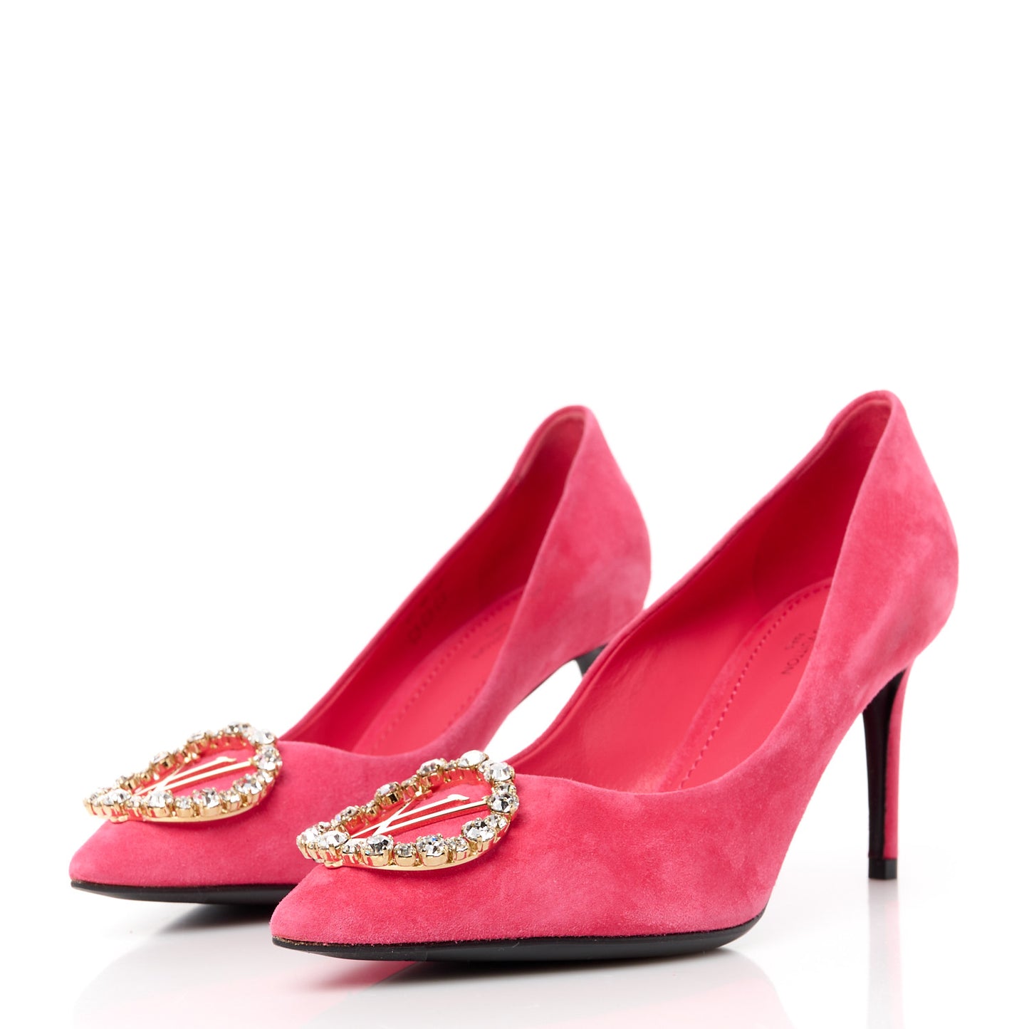 Suede Baby Goat Swarovski Crystal Madeleine Pumps 36 Pink