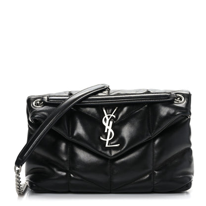 Saint Laurent Lambskin Quilted Small Loulou Puffer Monogram Chain Satchel Black 1 of 9