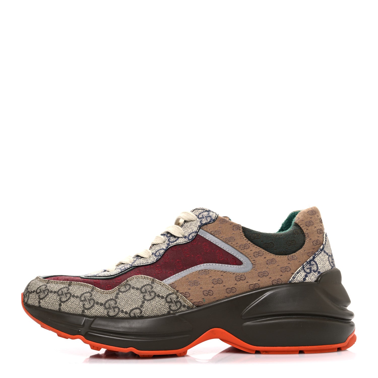 Gucci GG Supreme Monogram Mix Monogram Womens Rhyton Sneakers 40 Bordeaux Beige Ebony 1 of 10