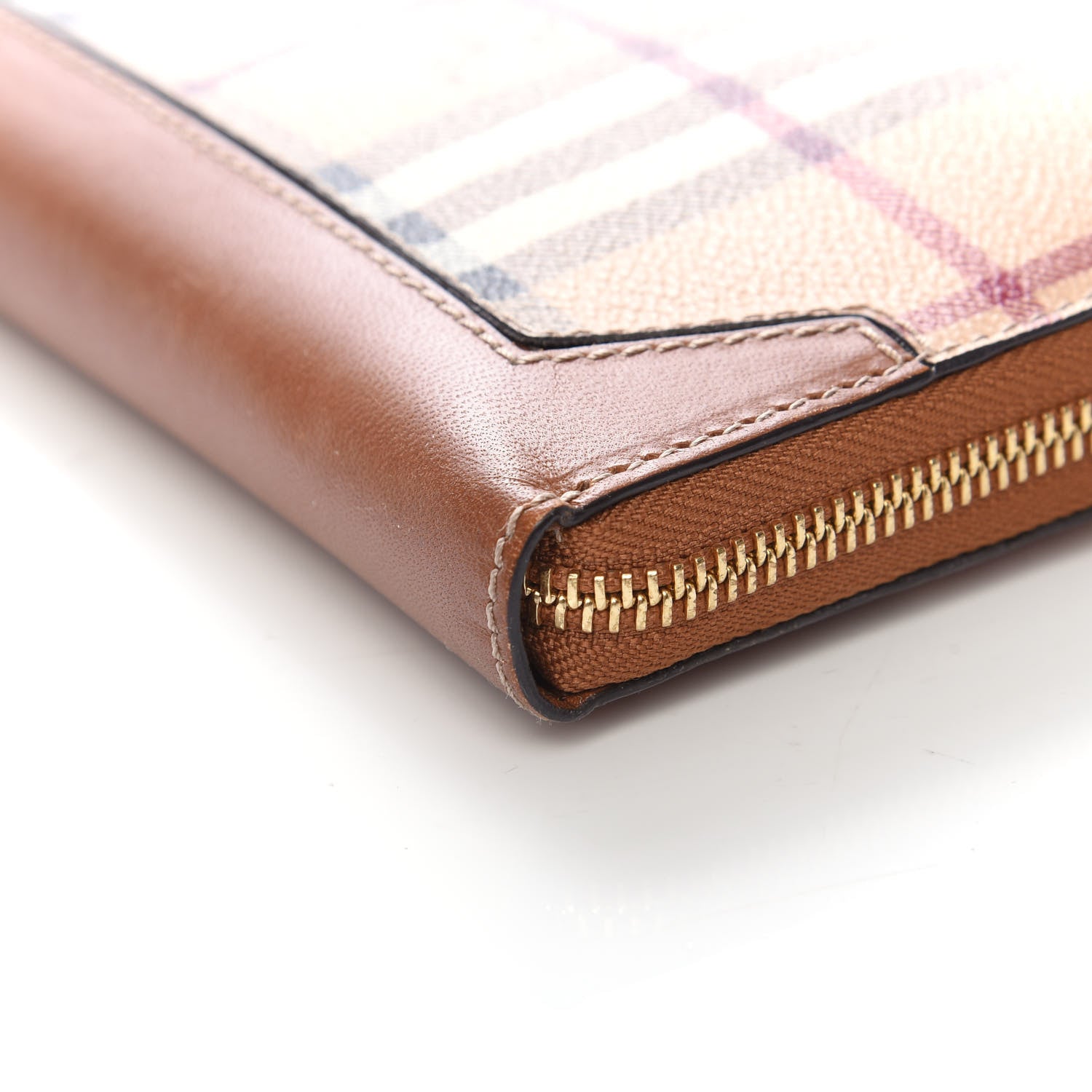 Burberry Haymarket Check Zip Around Wallet Tan 9 of 9