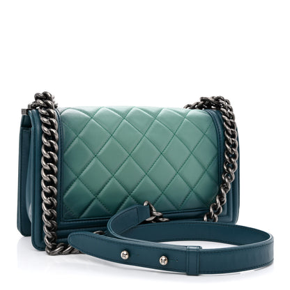 Chanel Calfskin Ombre Faded Quilted Medium Boy Flap Green 3 of 12