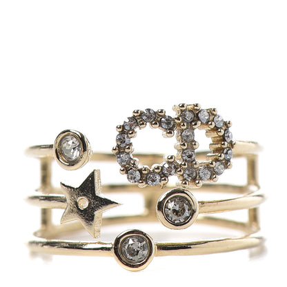 Christian Dior Metal Crystal Shiny-D Ring L Gold 1 of 5