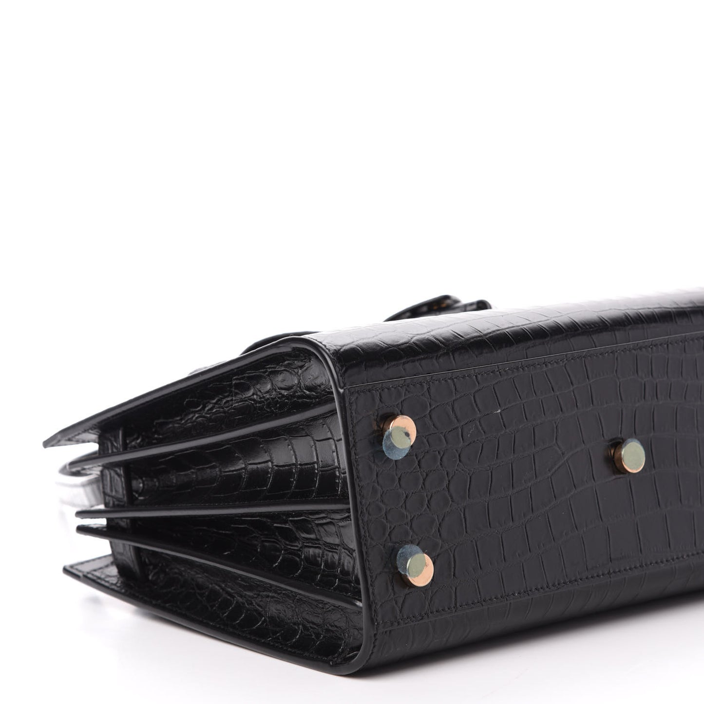 Calfskin Crocodile Embossed Baby Sac De Jour Black