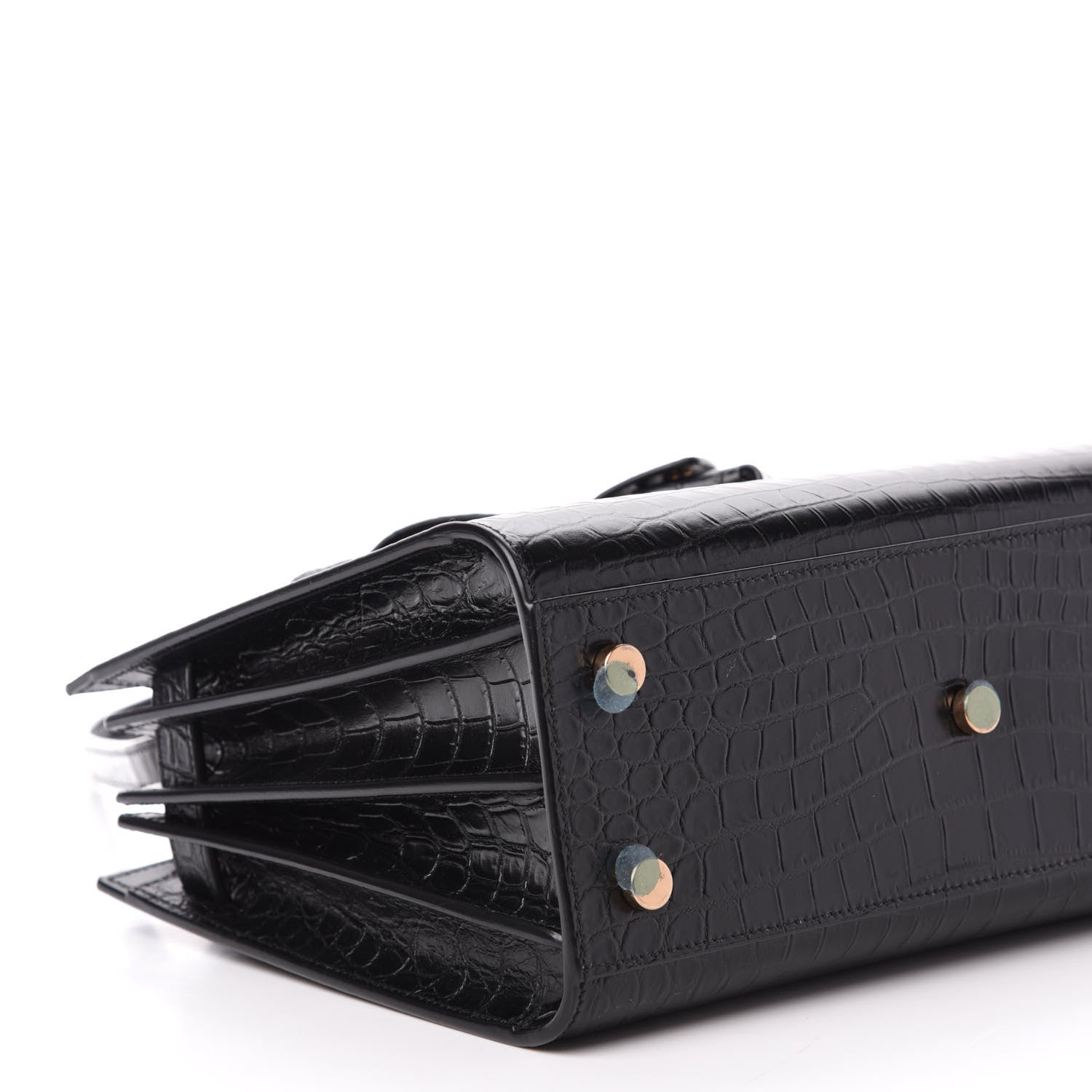 Saint Laurent Calfskin Crocodile Embossed Baby Sac De Jour Black 9 of 11