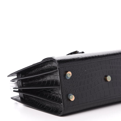 Saint Laurent Calfskin Crocodile Embossed Baby Sac De Jour Black 9 of 11