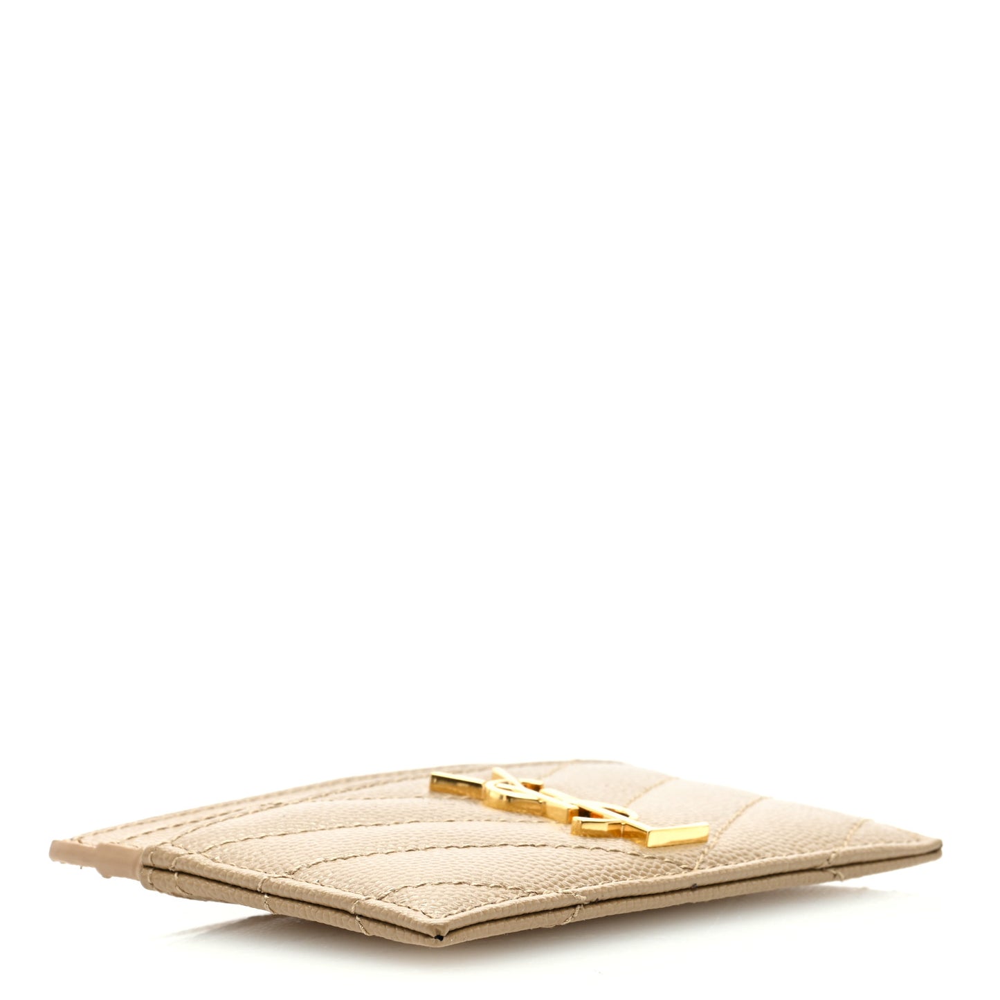 Grain De Poudre Matelasse Chevron Monogram Credit Card Case Dark Latte