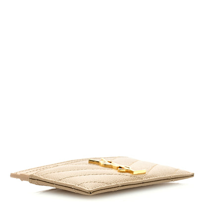 Saint Laurent Grain De Poudre Matelasse Chevron Monogram Credit Card Case Dark Latte 4 of 6
