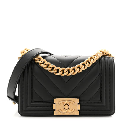 Chanel Calfskin Chevron Quilted Small Boy Flap Black 1 of 11