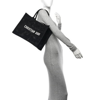 Christian Dior Embroidered 3D Macrame D-Lace Butterfly Medium Book Tote Black Multicolor 2 of 11