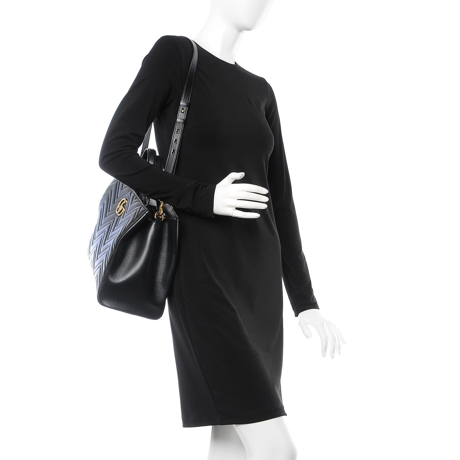 Gucci Calfskin Matelasse Medium GG Marmont Tote Black 2 of 12