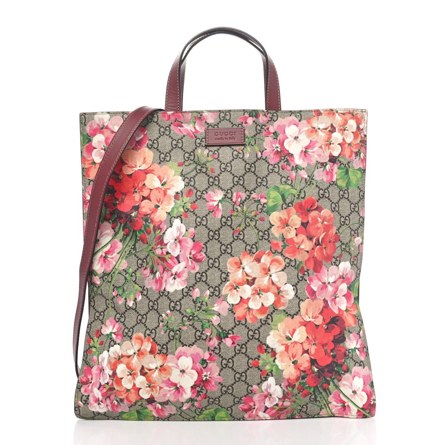 Soft GG Supreme Monogram Blooms Vertical Tote Beige Multicolor Dry Rose