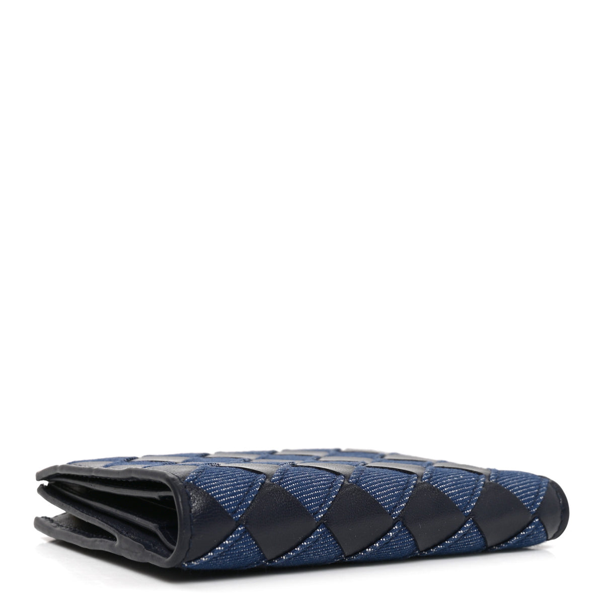 Bottega Veneta Nappa Denim Intrecciato Small Bi Fold Wallet Abyss Indigo 4 of 6