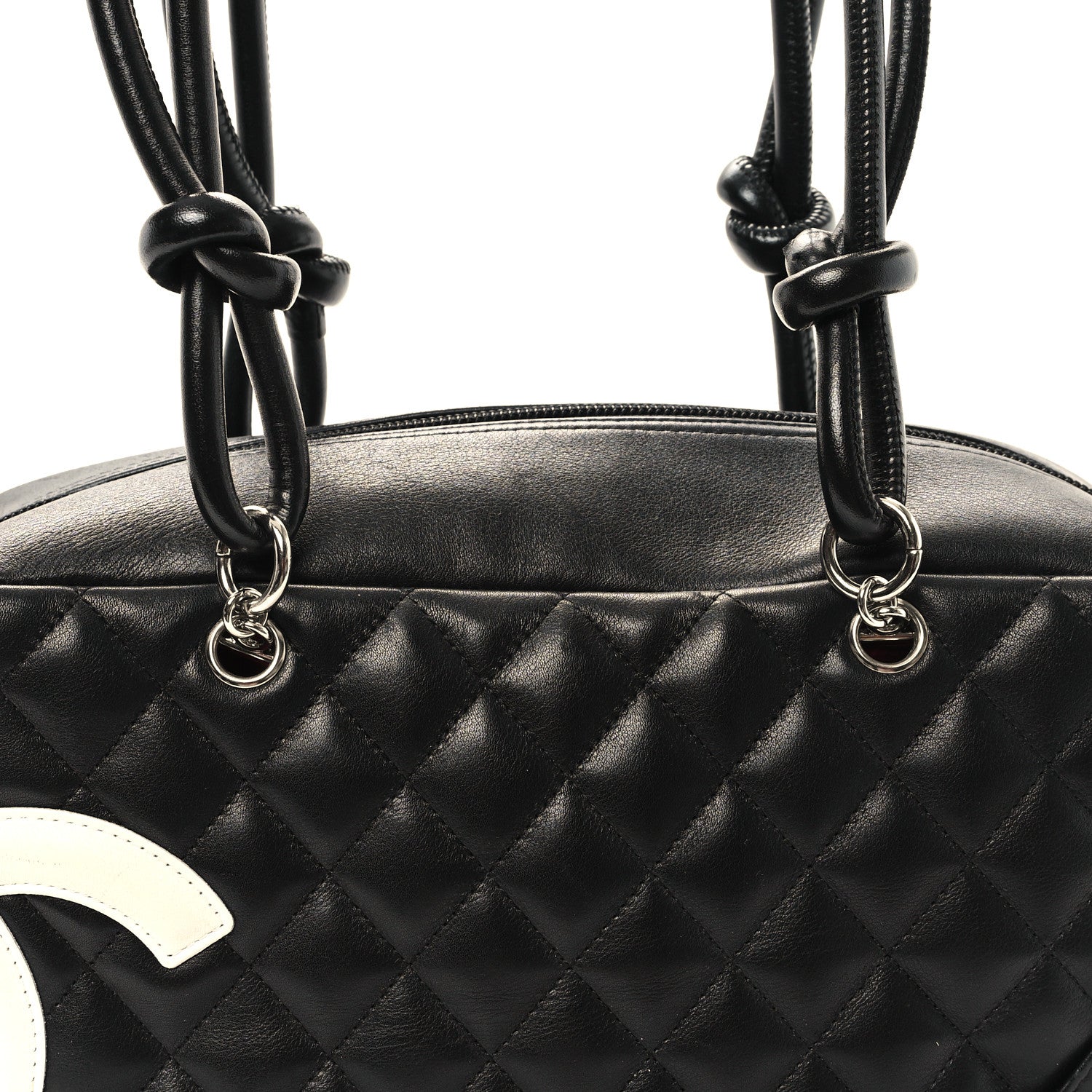 Chanel Calfskin Quilted Large Cambon Bowler Black White 8 of 12