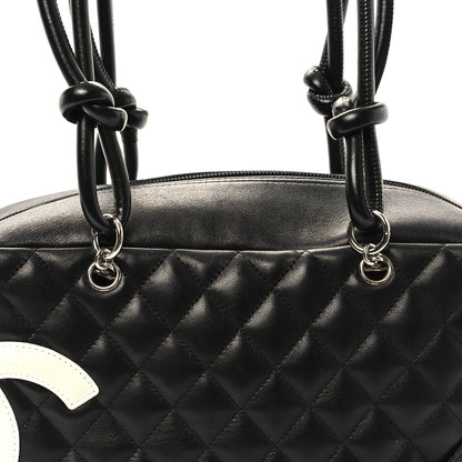 Chanel Calfskin Quilted Large Cambon Bowler Black White 8 of 12