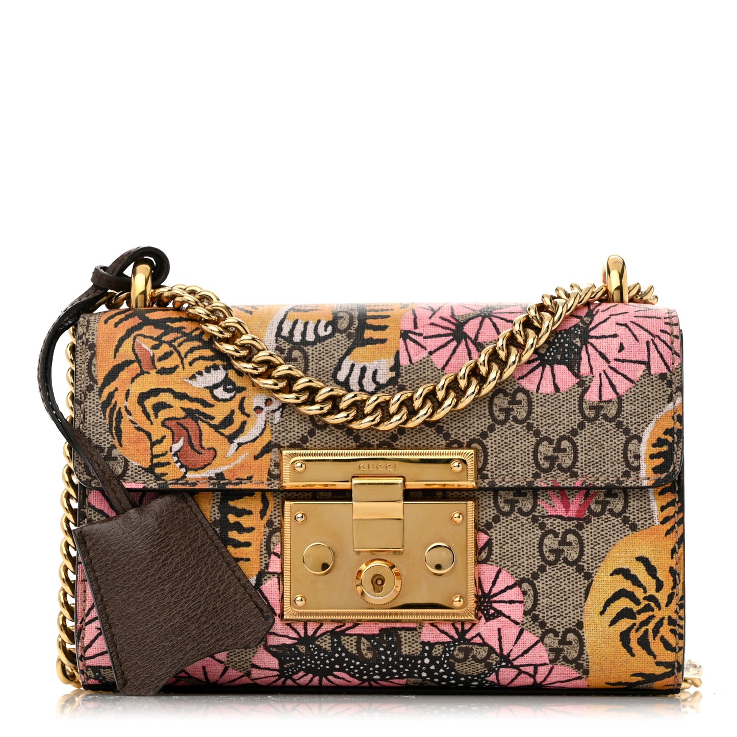 GG Supreme Monogram Bengal Small Padlock Shoulder Bag Beige Pink