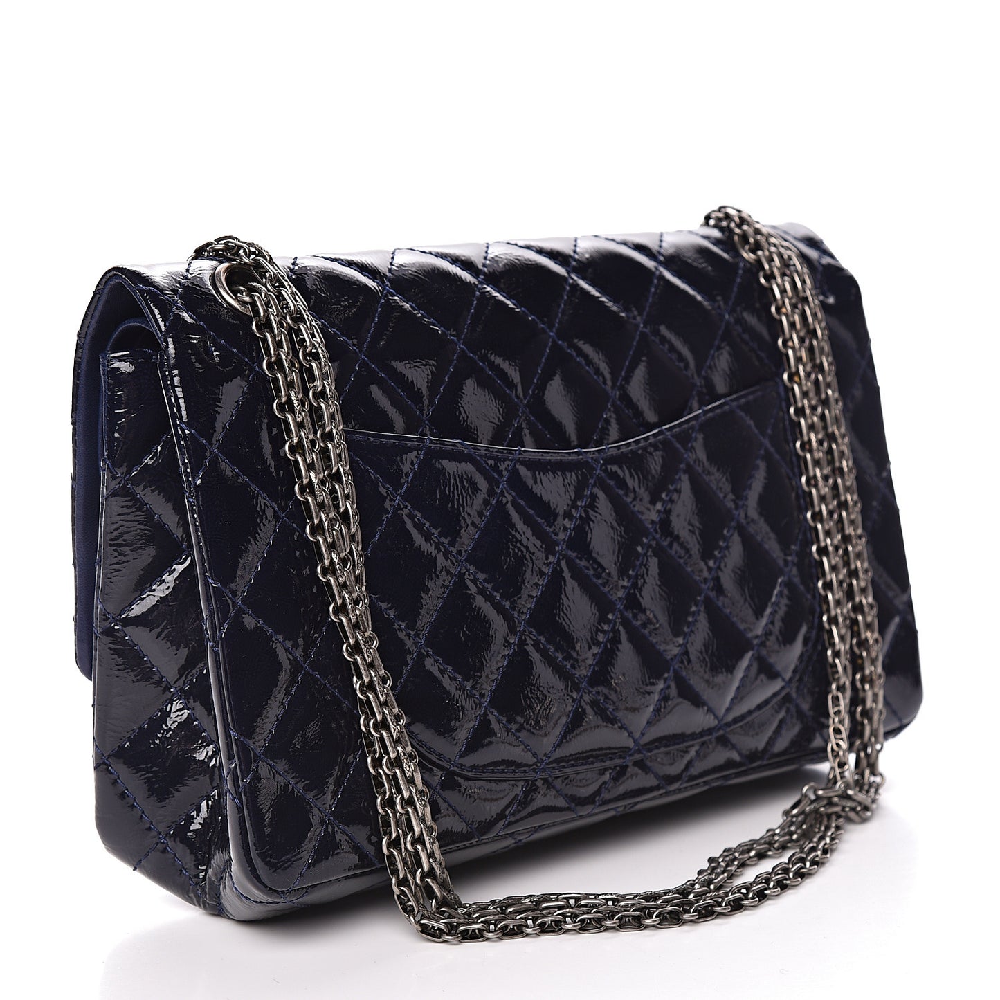 Distressed Patent Quilted 2.55 Reissue 226 Flap Navy