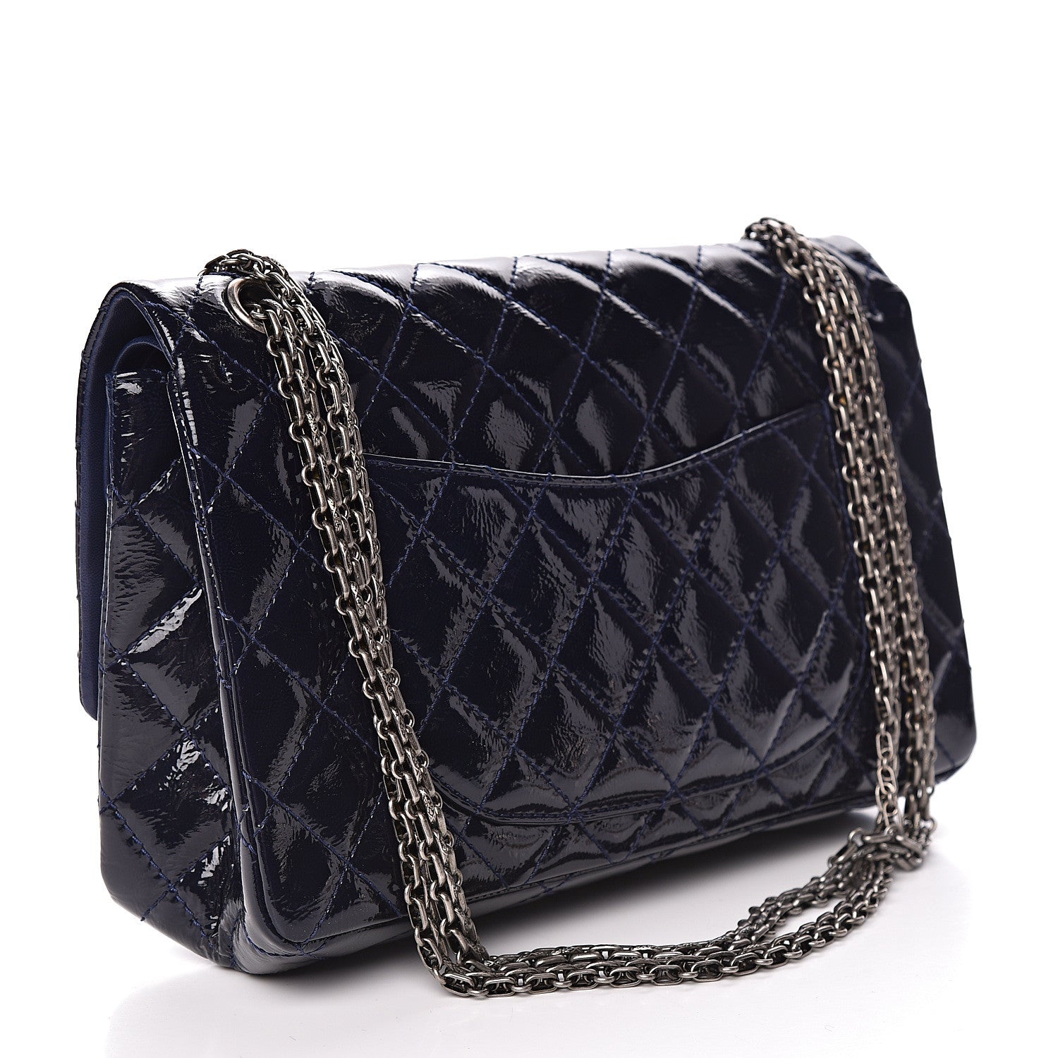 Chanel Distressed Patent Quilted 2.55 Reissue 226 Flap Navy 3 of 15