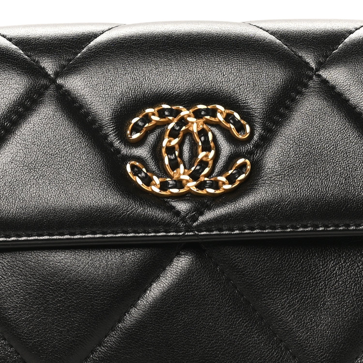 Chanel Lambskin Quilted Chanel 19 Flap Clutch Black 15 of 21