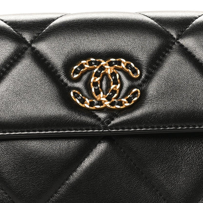 Chanel Lambskin Quilted Chanel 19 Flap Clutch Black 15 of 21