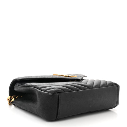 Saint Laurent Sheepskin Matelasse Chevron Monogram Medium College Bag Black 4 of 11