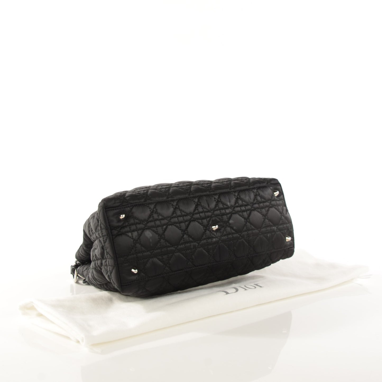 Satin Cannage Charming Lock Flap Shoulder Bag Black