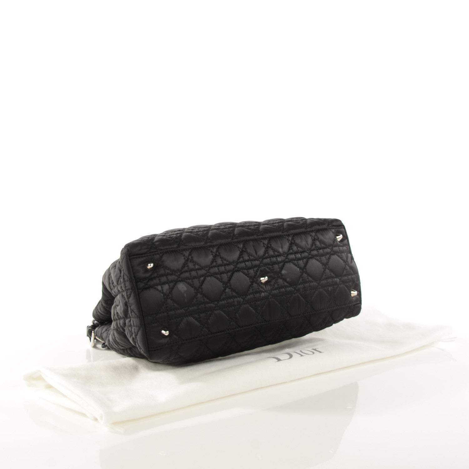 Christian Dior Satin Cannage Charming Lock Flap Shoulder Bag Black 4 of 7
