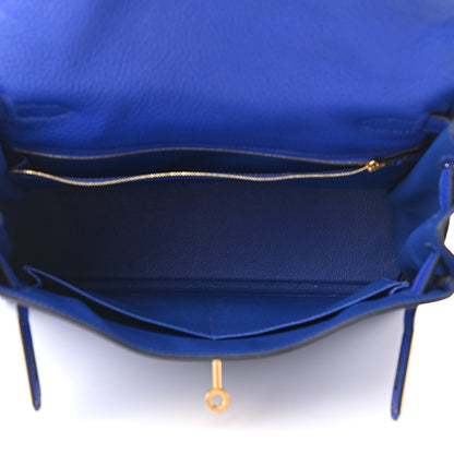 Hermes Taurillon Clemence Kelly Retourne 28 Bleu Electrique 5 of 11